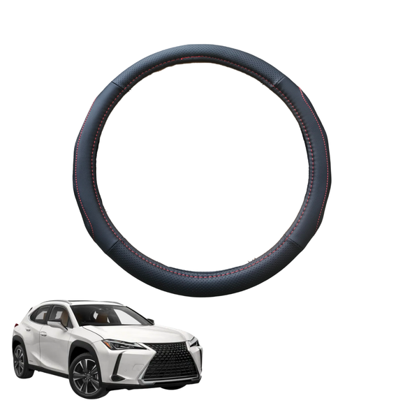Steering Wheel Cover for Lexus UX 2021 - Current 10R, 15R - Black Microfiber Leather - Circle 38 cm