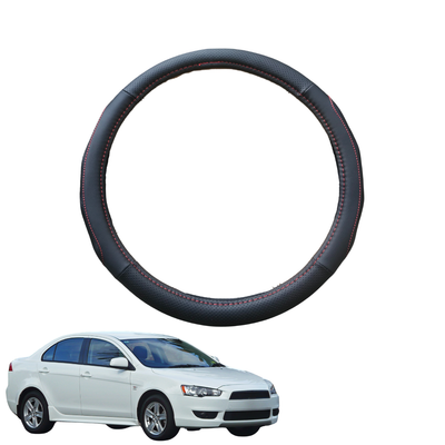 Steering Wheel Cover for Mitsubishi Lancer 2007 - 2017 Auto (CJ) - Black Microfiber Leather - Circle 38 cm