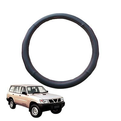 Steering Wheel Cover for Nissan Patrol Y61 1997 - 2016 Single Cab/Chassis Front Only(Y61) - Black Microfiber Leather - Circle 38 cm