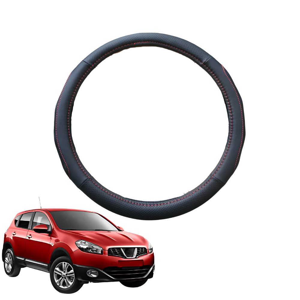 Steering Wheel Cover for Nissan Dualis 2007 - 2014 J10 - Black Microfiber Leather - Circle 38 cm