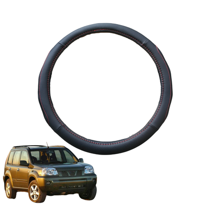 Steering Wheel Cover for Nissan X-TRAIL 2001 - 2007 (T30) - Black Microfiber Leather - Circle 38 cm