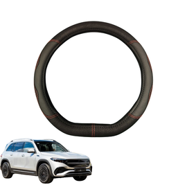 Steering Wheel Cover for Mercedes-Benz EQB SUV 2022 - Current (X243) - Black Microfiber Leather - D-Shape 38 cm