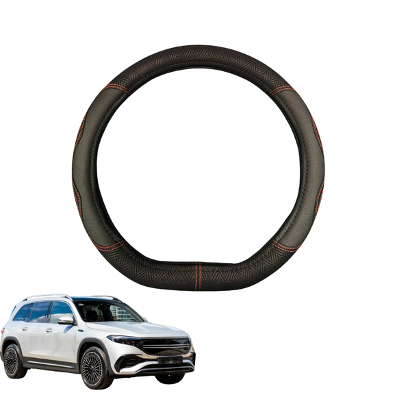 Steering Wheel Cover for Mercedes-Benz EQB SUV 2022 - Current (X243) - Black Microfiber Leather - D-Shape 38 cm
