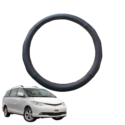 Steering Wheel Cover for Toyota Tarago 2006 - 2020 (Estima) 7 Seater - Black Microfiber Leather - Circle 38 cm