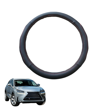 Steering Wheel Cover for Lexus NX 2014 - 2021 (10R, 15R) - Black Microfiber Leather - Circle 38 cm