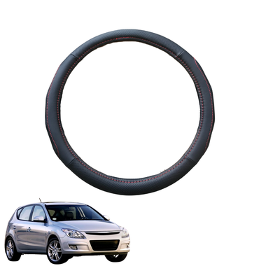 Steering Wheel Cover for Hyundai i30 2007 - 2012 FD - Black Microfiber Leather - Circle 38 cm