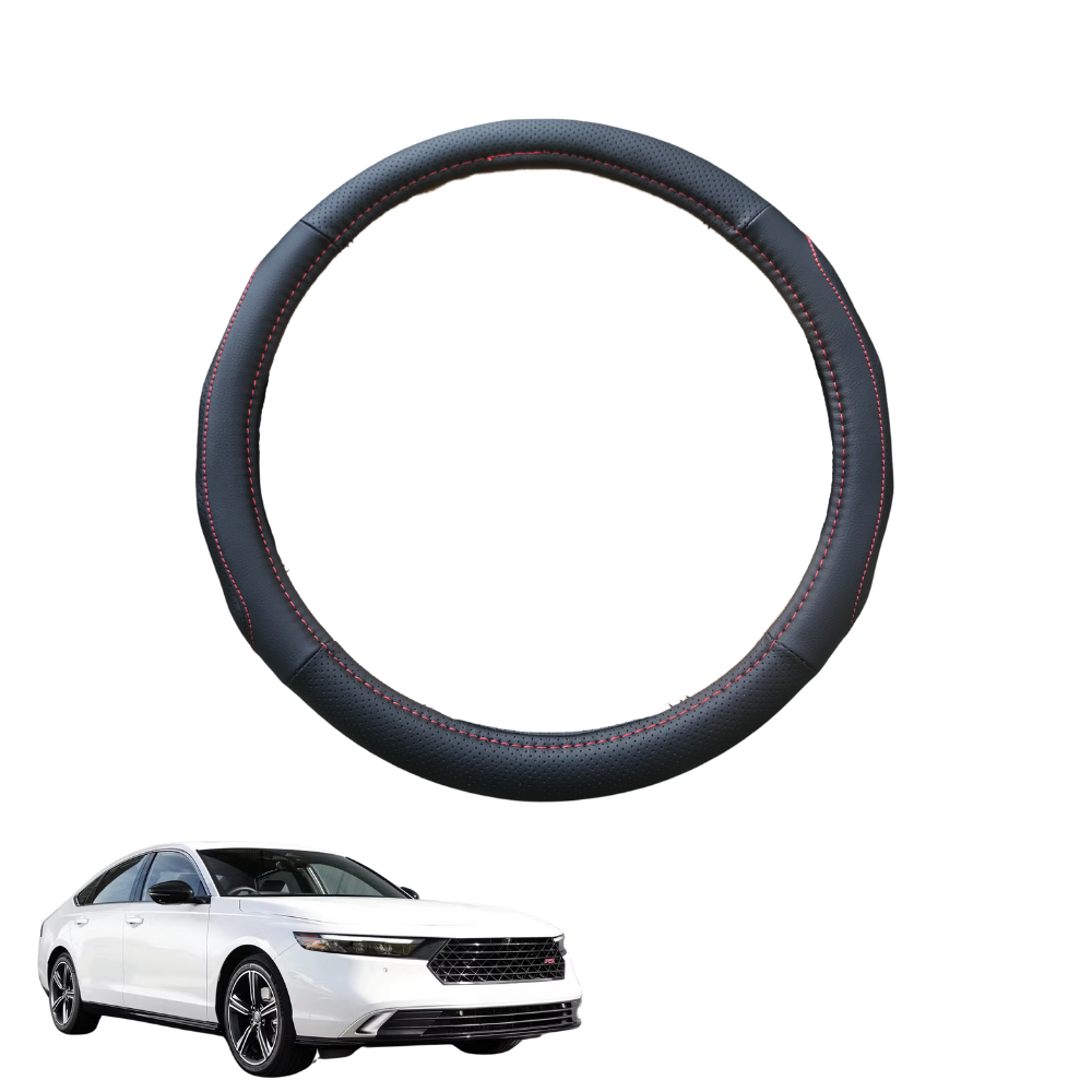 Steering Wheel Cover for Honda Accord 2024 - Current (e:HEV RS) - Black Microfiber Leather - Circle 38 cm