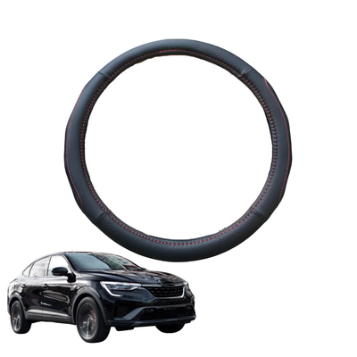 Steering Wheel Cover for Renault Arkana 2021 - Current - Black Microfiber Leather - Circle 38 cm