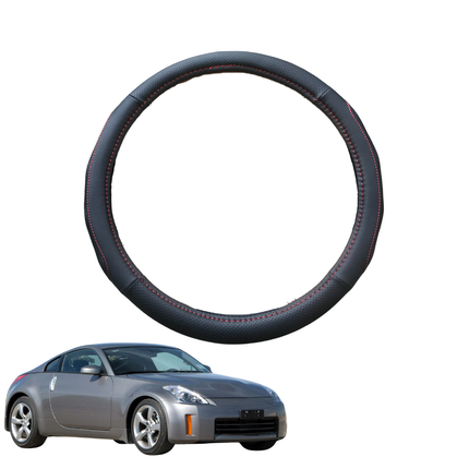 Steering Wheel Cover for Nissan 350Z 2002 - 2008 Z33 - Black Microfiber Leather - Circle 38 cm