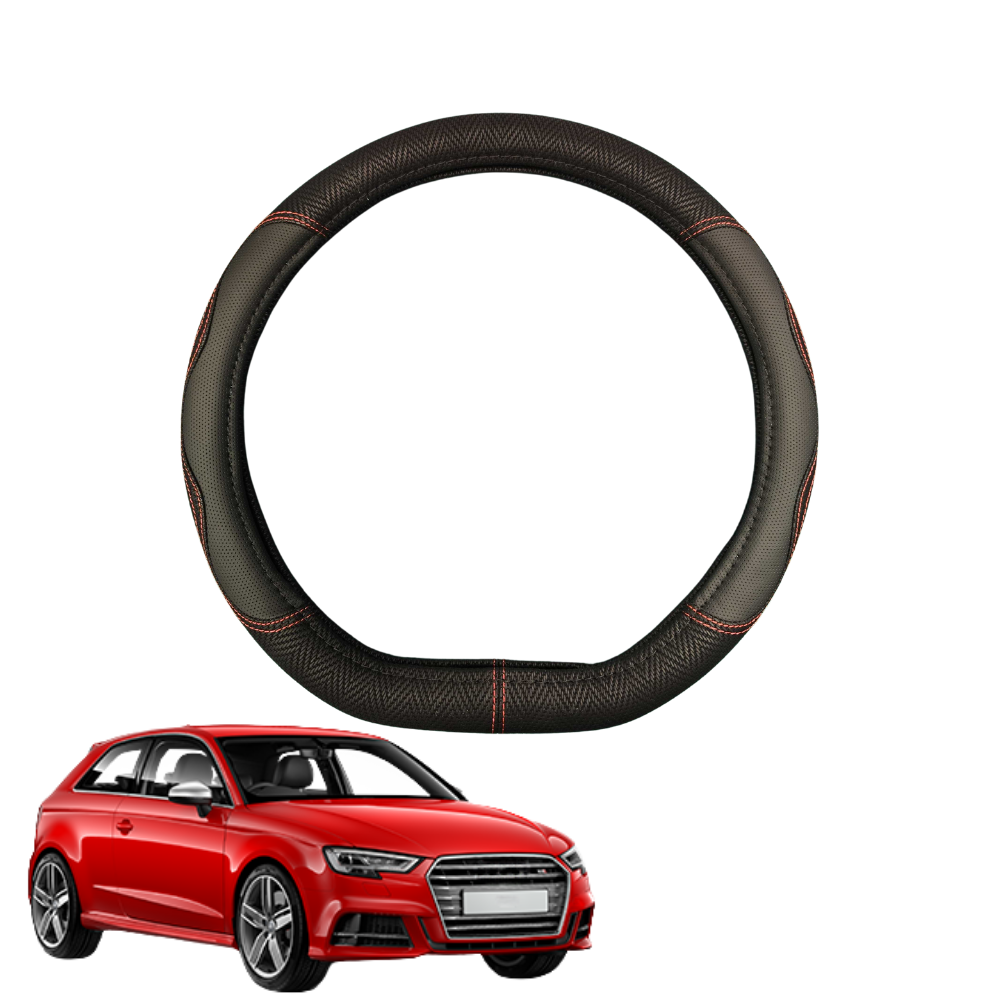 Steering Wheel Cover for Audi A3 S3 RS3 2003 - 2013 (8P) - Black Microfiber Leather - D-Shape 38 cm