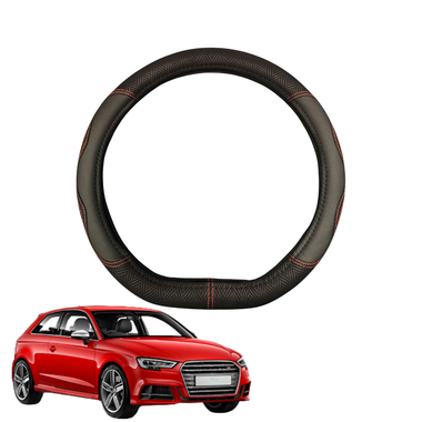 Steering Wheel Cover for Audi A3 S3 RS3 2003 - 2013 (8P) - Black Microfiber Leather - D-Shape 38 cm