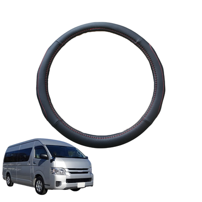 Steering Wheel Cover for Toyota HiAce Commuter 2005 - 2018 - Black Microfiber Leather - Circle 38 cm