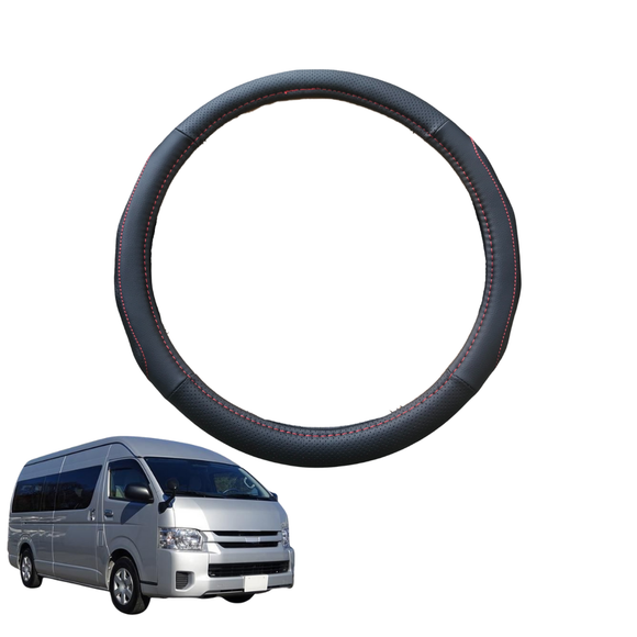 Steering Wheel Cover for Toyota HiAce Commuter 2005 - 2018 - Black Microfiber Leather - Circle 38 cm