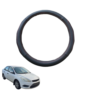 Steering Wheel Cover for Ford Focus 2005 - 2010 LS - Black Microfiber Leather - Circle 38 cm