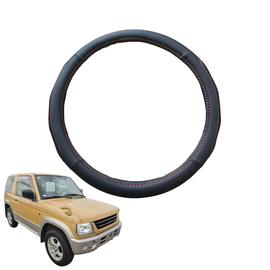 Steering Wheel Cover for Mitsubishi Pajero Mini 1998 - 2012 (H53A/H58A) - Black Microfiber Leather - Circle 38 cm