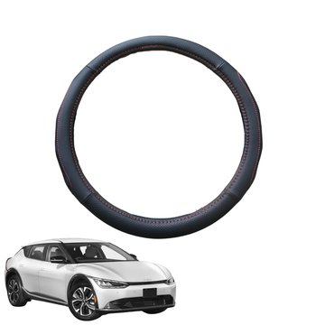 Steering Wheel Cover for Kia EV6 2022 - Current - Black Microfiber Leather - Circle 38 cm