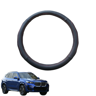 Steering Wheel Cover for BMW X1 2023 - Current (U11) - Black Microfiber Leather - Circle 38 cm