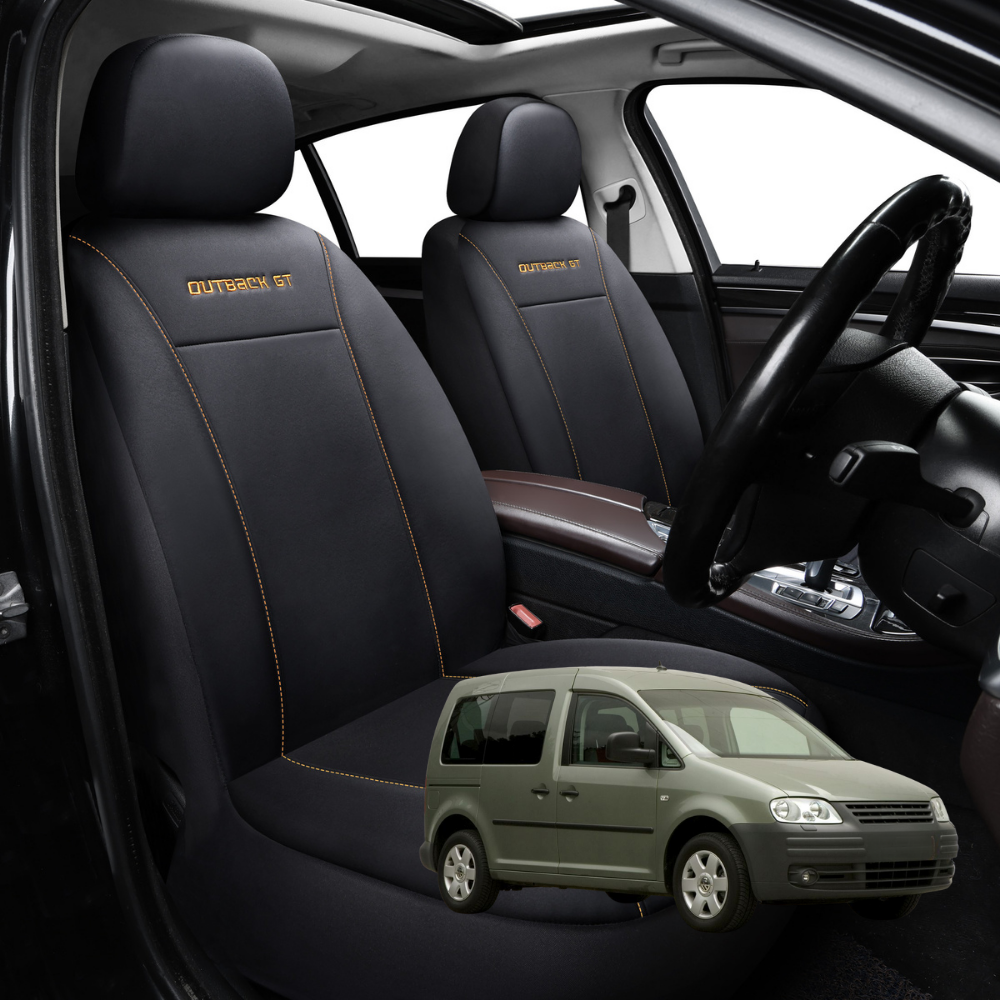 Car Front Seat Cover for VolksWagen Caddy 2005 - 2021 Front Only - Black