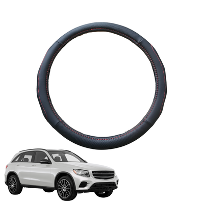 Steering Wheel Cover for Mercedes-Benz GLC 2015 - 2022 SUV (X253) - Black Microfiber Leather - Circle 38 cm