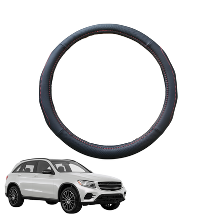 Steering Wheel Cover for Mercedes-Benz GLC 2015 - 2022 SUV (X253) - Black Microfiber Leather - Circle 38 cm