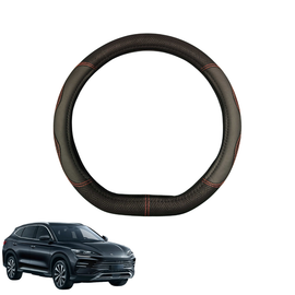 Steering Wheel Cover for BYD Sealion 6 2024 - Current (SA3) - Black Microfiber Leather - D-Shape 38 cm