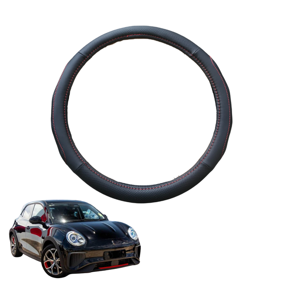 Steering Wheel Cover for GWM Haval ORA 2023 - Current (ES11) - Black Microfiber Leather - Circle 38 cm