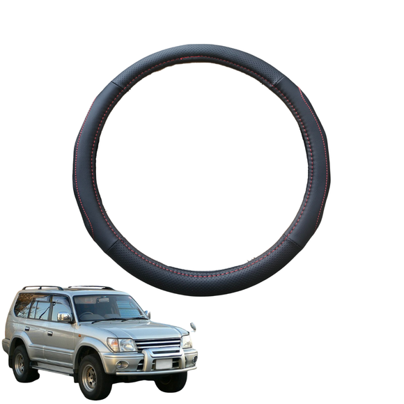 Steering Wheel Cover for Toyota Prado 1996 - 2003 90 Series - Black Microfiber Leather - Circle 38 cm