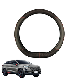 Steering Wheel Cover for Chery OMODA 5 GT 2024 - Current (GT FX) - Black Microfiber Leather - D-Shape 38 cm