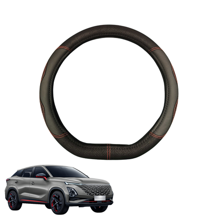 Steering Wheel Cover for Chery OMODA 5 GT 2024 - Current (GT FX) - Black Microfiber Leather - D-Shape 38 cm