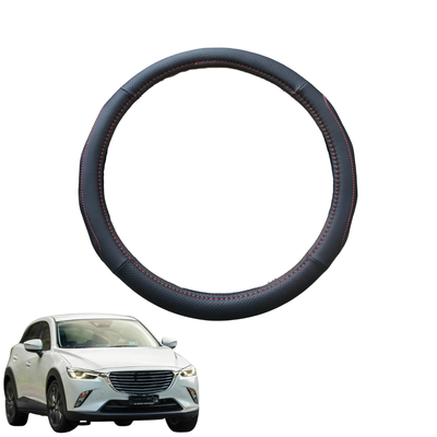 Steering Wheel Cover for Mazda CX-3 2015 - Current DK - Black Microfiber Leather - Circle 38 cm