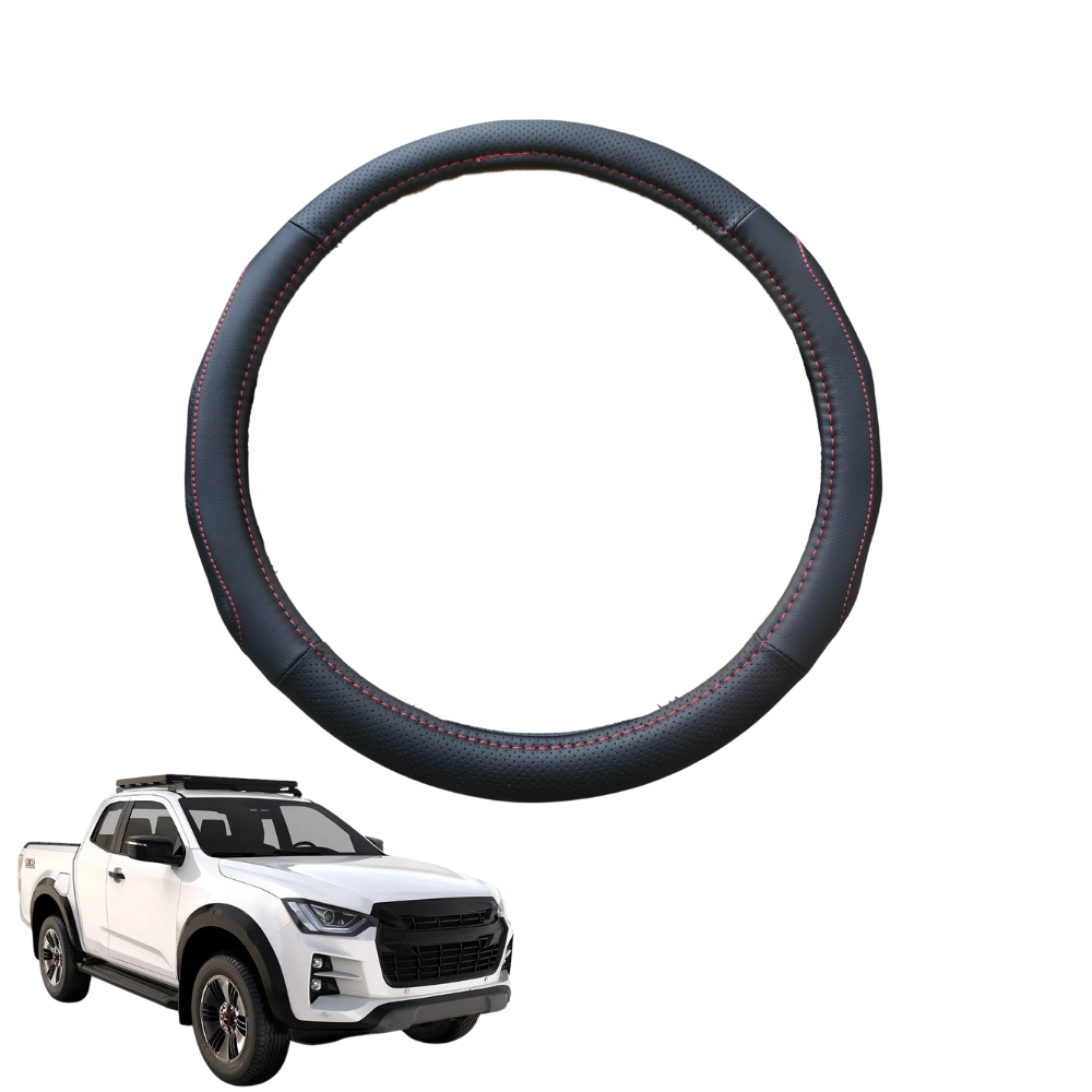 Steering Wheel Cover for Isuzu D-Max Space Cab 2020 - Current - Black Microfiber Leather - Circle 38 cm