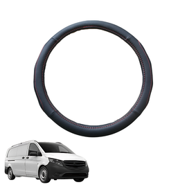 Steering Wheel Cover for Mercedes-Benz Vito Van 2014 - Current (W447) - Black Microfiber Leather - Circle 38 cm