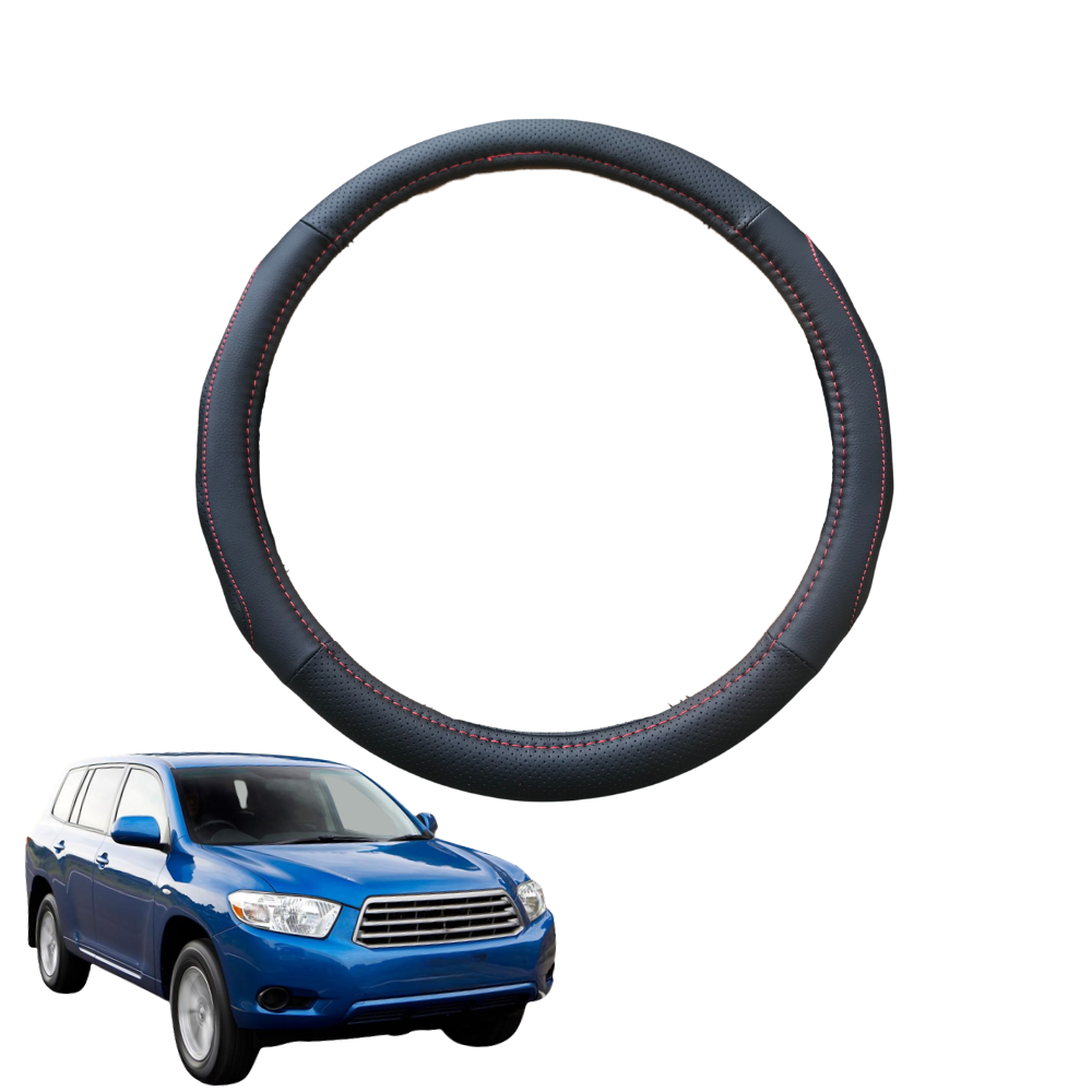 Steering Wheel Cover for Toyota Kluger 2007 - 2013 (XU40) - Black Microfiber Leather - Circle 38 cm