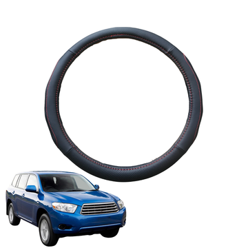 Steering Wheel Cover for Toyota Kluger 2007 - 2013 (XU40) - Black Microfiber Leather - Circle 38 cm
