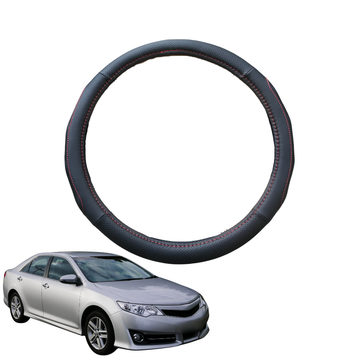 Steering Wheel Cover for Toyota Camry 2012 - 2017 (XV50) - Black Microfiber Leather - Circle 38 cm