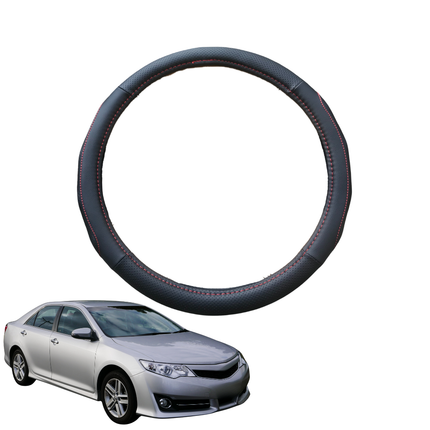 Steering Wheel Cover for Toyota Camry 2012 - 2017 (XV50) - Black Microfiber Leather - Circle 38 cm