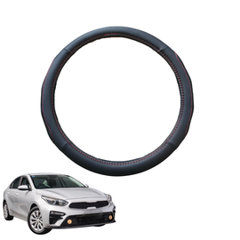 Steering Wheel Cover for Kia Cerato 2018 - Current (BD) - Black Microfiber Leather - Circle 38 cm