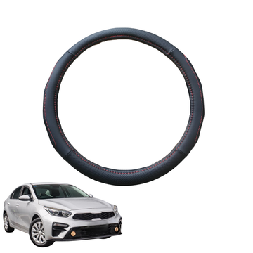 Steering Wheel Cover for Kia Cerato 2018 - Current (BD) - Black Microfiber Leather - Circle 38 cm