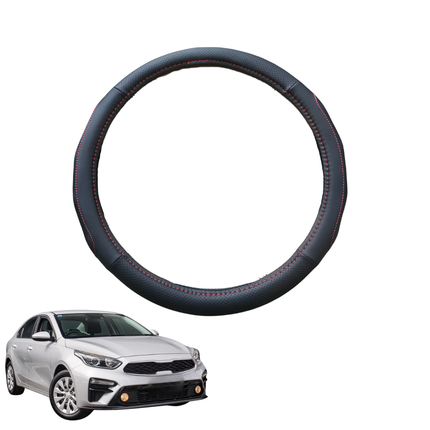 Steering Wheel Cover for Kia Cerato 2018 - Current (BD) - Black Microfiber Leather - Circle 38 cm