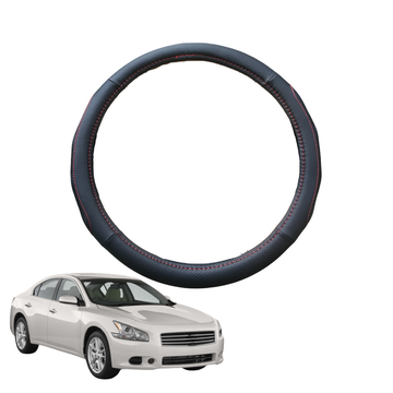Steering Wheel Cover for Nissan Maxima 2009 - 2013 - Black Microfiber Leather - Circle 38 cm