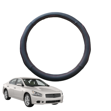 Steering Wheel Cover for Nissan Maxima 2009 - 2013 - Black Microfiber Leather - Circle 38 cm