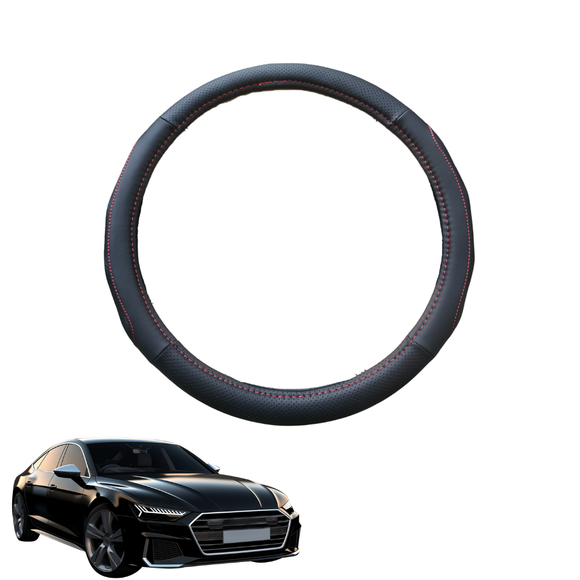 Steering Wheel Cover for Audi A7 S7 2010 - 2018 (C7) - Black Microfiber Leather - Circle 38 cm