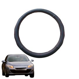 Steering Wheel Cover for Renault Megane 2008 - 2016 R.S. - Black Microfiber Leather - Circle 38 cm