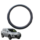 Steering Wheel Cover for Peugeot 4007 SUV 2007 - 2012 - Black Microfiber Leather - Circle 38 cm-1