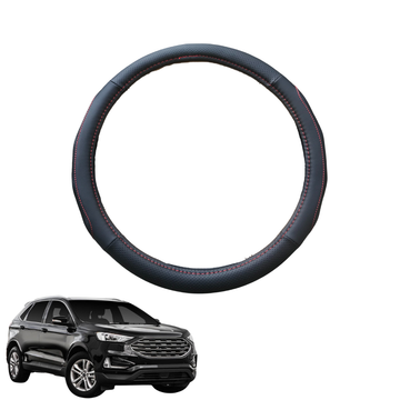 Steering Wheel Cover for Ford Endura 2018 - 2020 CA - Black Microfiber Leather - Circle 38 cm