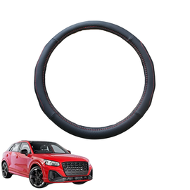 Steering Wheel Cover for Audi Q2 SQ2 2016 - Current GA - Black Microfiber Leather - Circle 38 cm