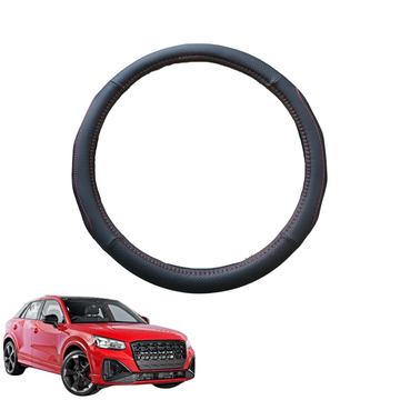 Steering Wheel Cover for Audi Q2 SQ2 2016 - Current GA - Black Microfiber Leather - Circle 38 cm