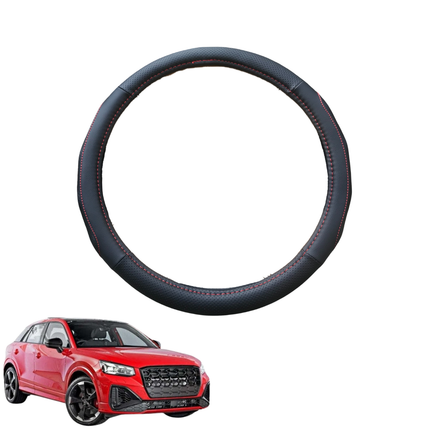 Steering Wheel Cover for Audi Q2 SQ2 2016 - Current GA - Black Microfiber Leather - Circle 38 cm