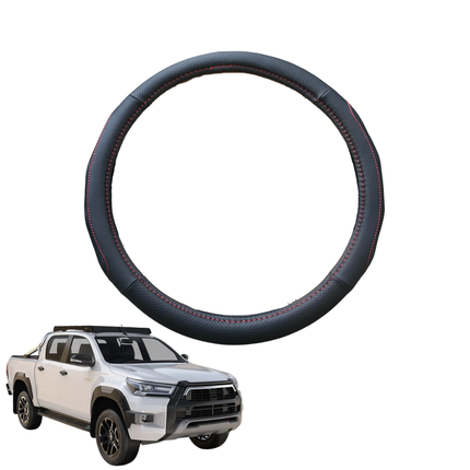 Steering Wheel Cover for Toyota Hilux Double Cab 2015 - Current - Black Microfiber Leather - Circle 38 cm