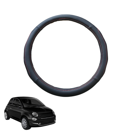 Steering Wheel Cover for FIAT 500 500c 2013 - 2021 - Black Microfiber Leather - Circle 38 cm
